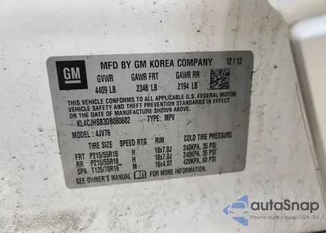 2013 Buick Encore Premium z USA, uszkodzony, nr VIN KL4CJHSB3DB080602